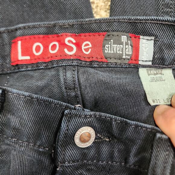 Vintage Levi’s Silvertab Loose Fit Jeans Black Denim 501 USA Made W31 L32 90s - Picture 3 of 10